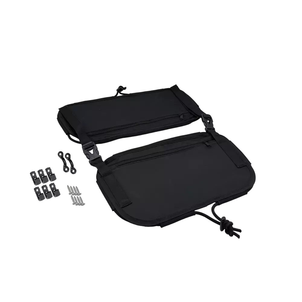 Sac arrière double Ripstop noir avec cordage élastique noir