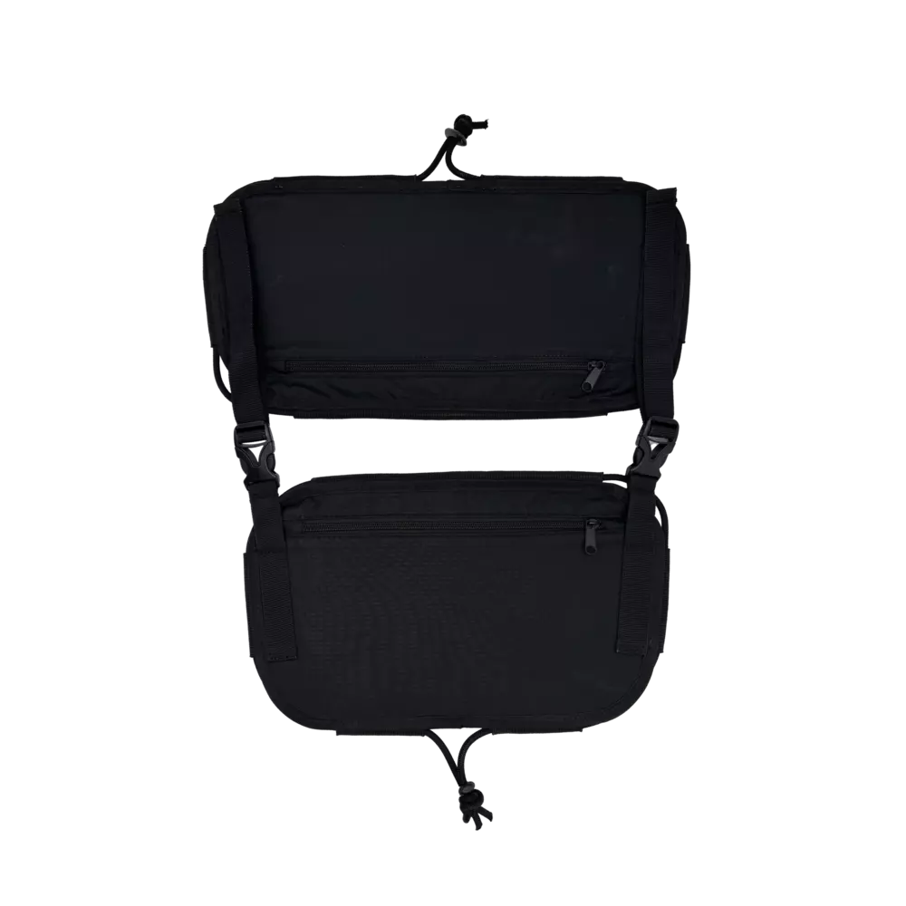 Sac arrière double Ripstop noir avec cordage élastique noir